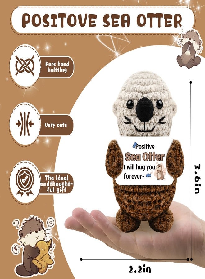 AICHPVOY Handmade Crochet Sea Otter Doll Inspirational Support Gift for Women Men Cute Desk Decor Perfect Birthday, Teacher, Retirement Thank You Gift - Image 2